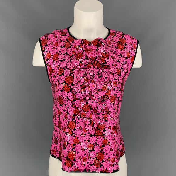 MARC JACOBS Size 6 Black & Pink Polyester Blend Sequined Sleeveless Dress Top - Picture 1 of 1